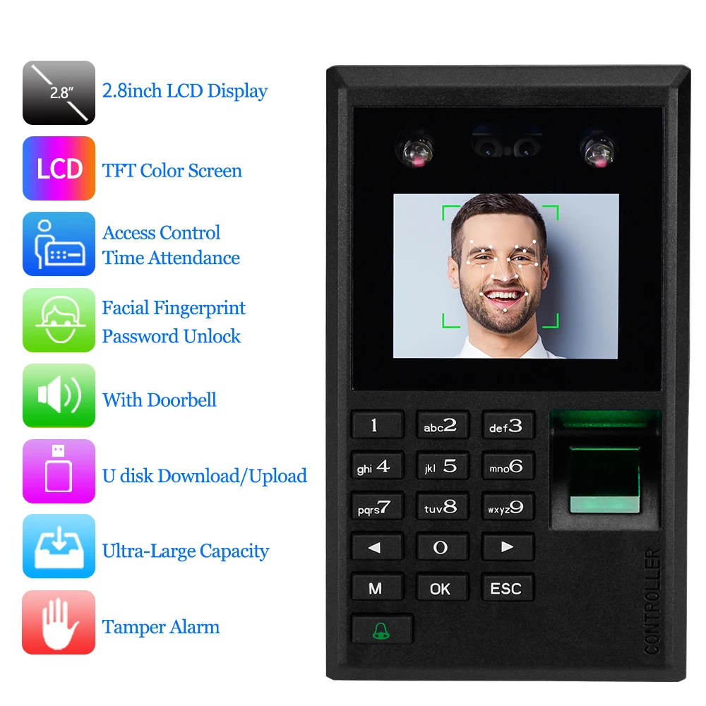 US $51.99 Biometric Face Door Access Control System Fingerprint Usb Password Keypad Power Supply Electronic Locks Electromagnetic Kit