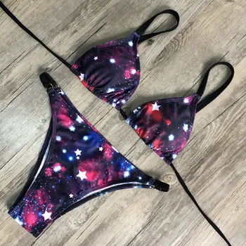 

Fashion print strap bikini split sexy swimsuit push up multicolor high quality fabric beachwear bikinis micro bikini