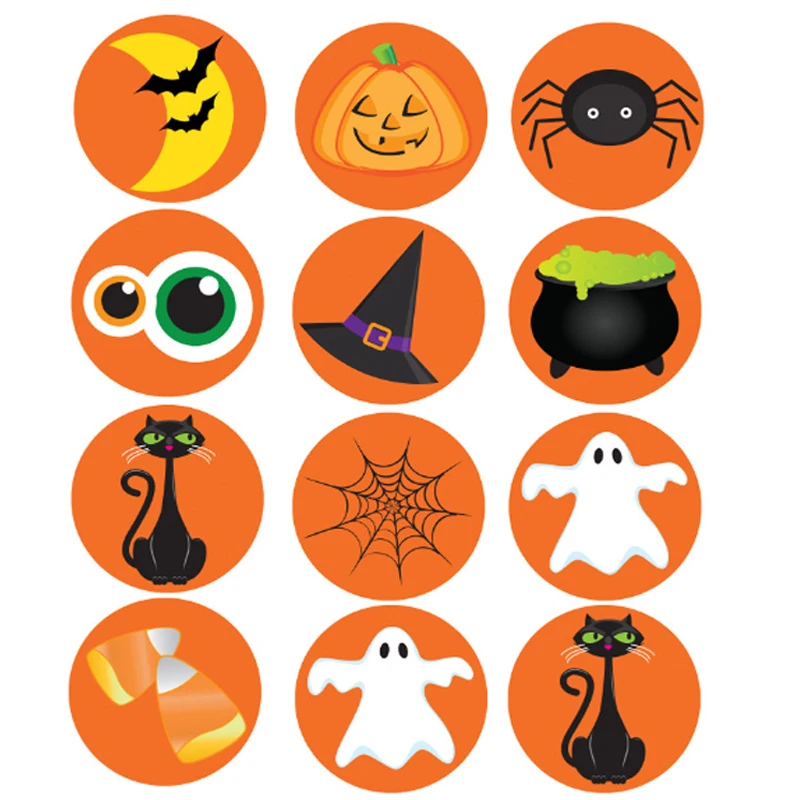 

4.2cm 120pcs/lot Mixed Halloween Patern Paper Gift Stickers Round Cake Sticker Labels Packaging Box Sealing Stickers Z152