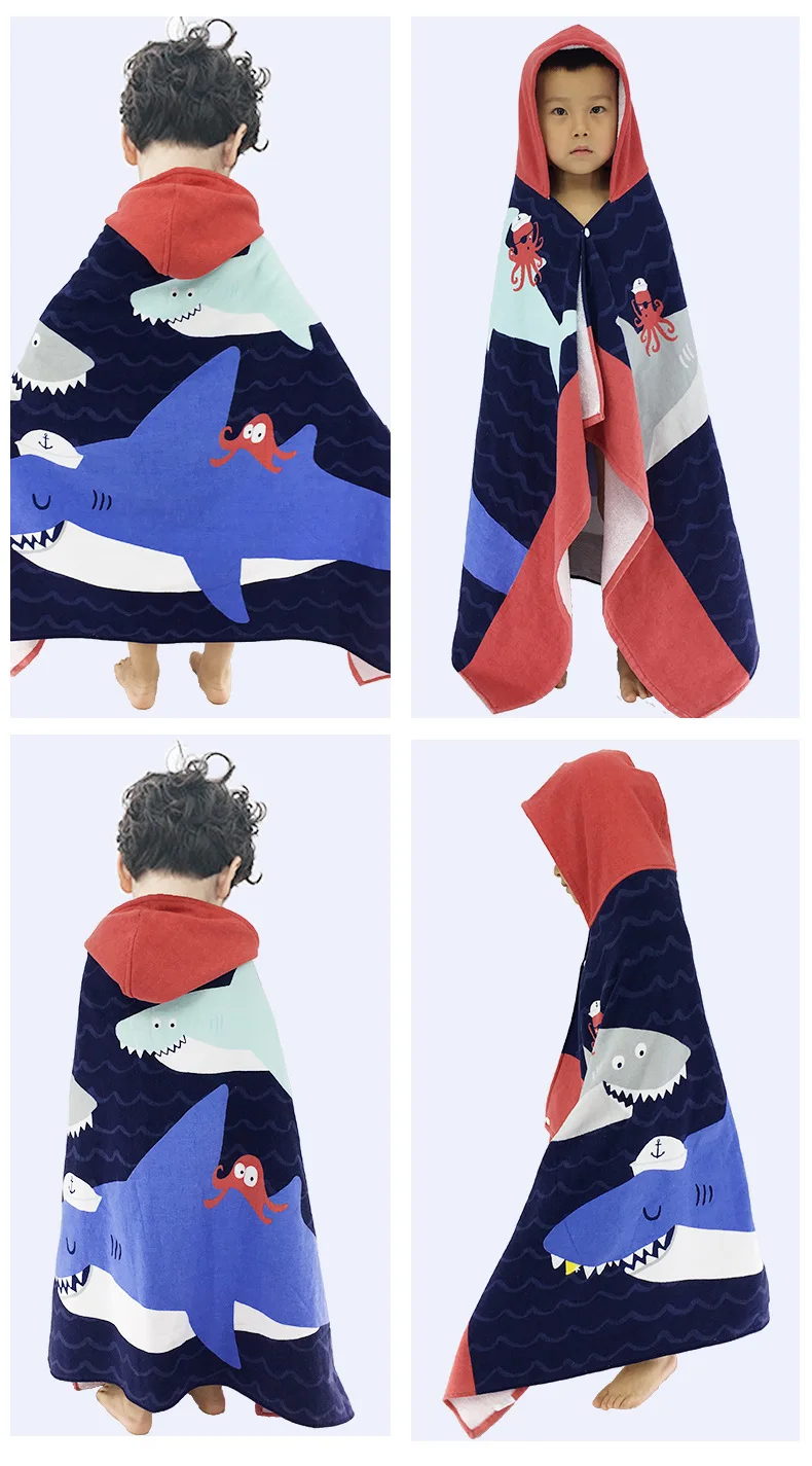 Beach Towel Euro-American Cartoon Formaldehyde-free Children Gauze Cotton Adult Can Wear Bath Towel Cloak Lengthened 127*76cm