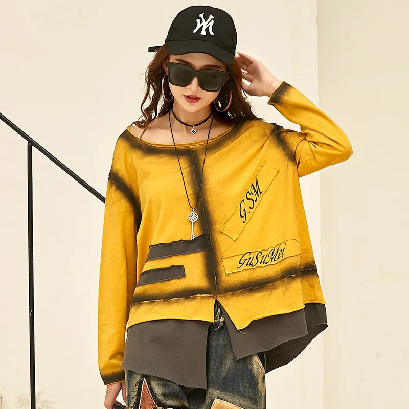 

Cotton 3 Colors Student Tops 2019 Autumn European Tops Punk Streetwear Women Hoodies Vintage Patchwork Sweatshirts LT412S30