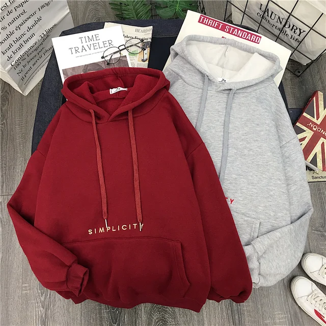 US $13.23 Sweatshirt Hooded Women Winter Casual Loose Pullover Hoodies Ladies Korean Letter Print Womens Hood