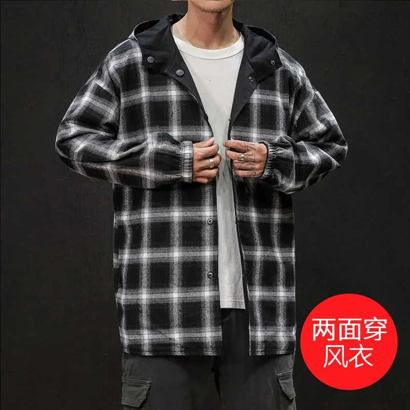 Autumn New Double-faced Jacket Men's Fashion Retro Casual Plaid Jacket Man Streetwear Wild Loose Hip Hop Bomber Jacket M-5XL