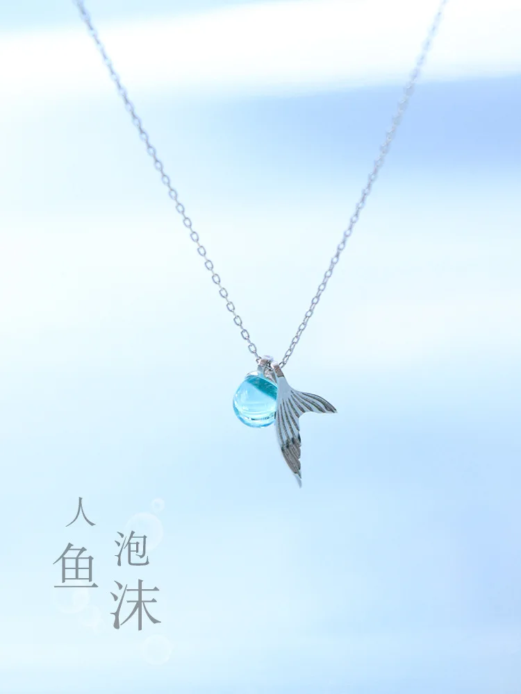 

Necklace Korean Fish Bubble Necklace Angel Pendant Girl'S Jewelry Good Friend Necklace Douyin Celebrity Style Accessories
