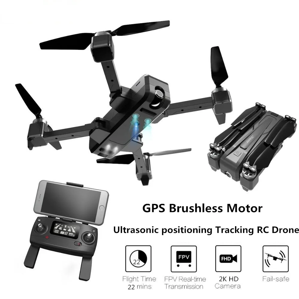 GPS Brushless Ultrasonic Drone With Camera HD 2K Selfie Drone RC quadcopter RC Helicopter 2.4G 1.6Km FPV 5G Racing Drone Toys