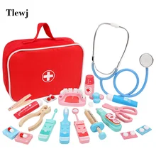 Juego de simulación de madera para bebés, Set de botiquín de simulación médica para niños, desarrollo del interés