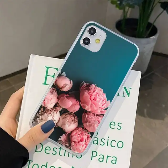 Elegant Pink Purple Peony Flower On the Vase Phone Case for iphone 13 8 7 6 6S Plus X 5S SE 2020 XR 11 12 pro XS MAX a10