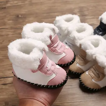 

Newborn Baby Girls Boys Snow Boots Winter Leather Boots Infant Soft Bottom Shoes Baby PU Furry Warm Boots