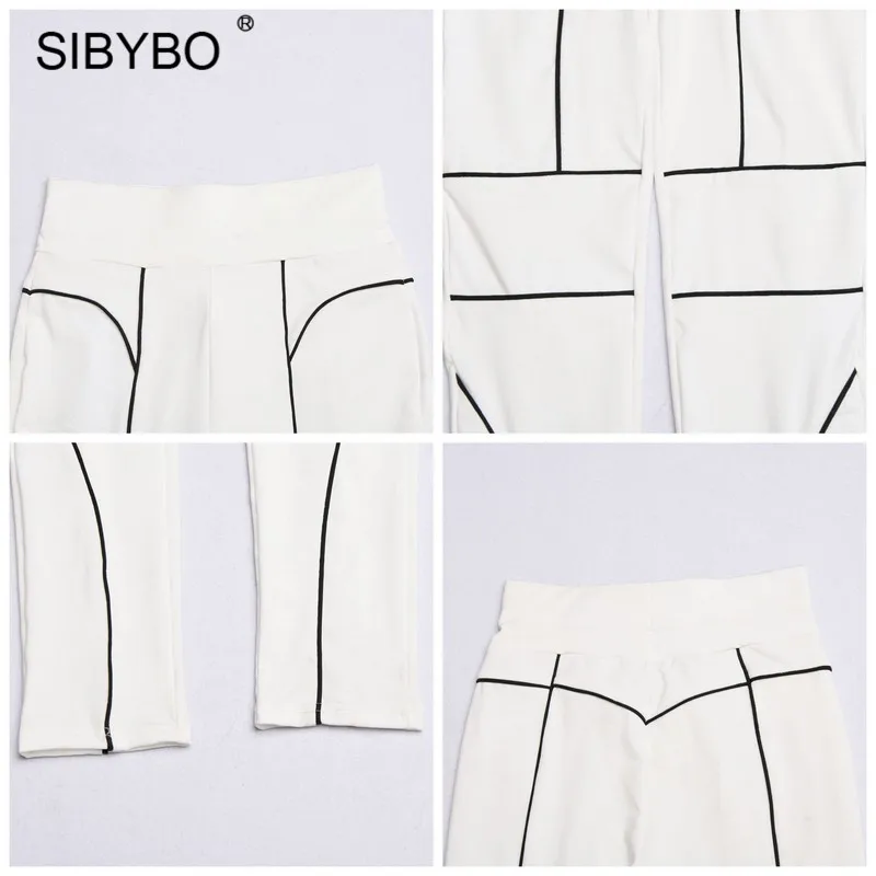 Женские Светоотражающие полосатые эластичные брюки карандаш SIBYBO обтягивающие с