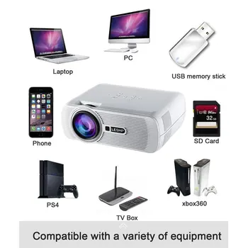 

LESHP Portable Multi-media LED Video Projector 1080P HD 1200 LM with Keystone for Office Home Cinema Theater TV Game 1000:1