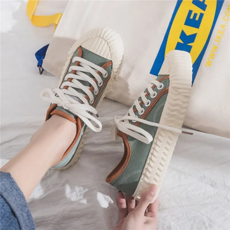 

Low Top Canvas Shoes Women's 2019 New Style Korean-style Retro Hong wei wang Red Black Korean-style Ulzzang Harajuku Versatile