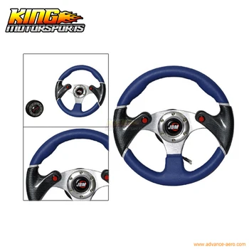 

Universal 320MM Racing Steering Wheel JDM Logo Blue Black PVC Leather USA Domestic Free Shipping
