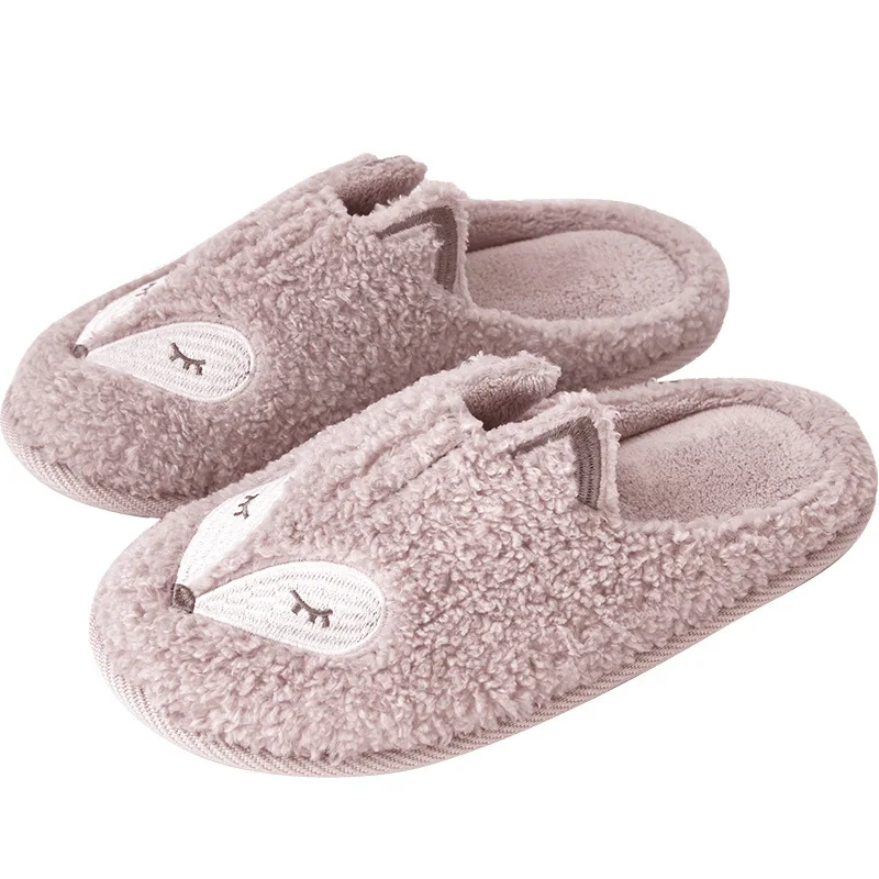 385w pink Домашние теплые женские тапочки; милые домашние тапочки с мехом лисы и единорога; Сезон Зима; домашние тапочки из хлопка с эффектом памяти на нескользящей подошве для девочек и женщин - Цвет: 385w pink