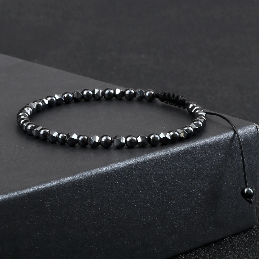 Hematite Bracelet Minimalism Irregular Shiny Gravel Lava Spacer Prayer Enegry Healing Bangles Chain Pulsera Jewelry stone bead bracelet volcanic stone bracelet natural stone bracelet beaded bracelet