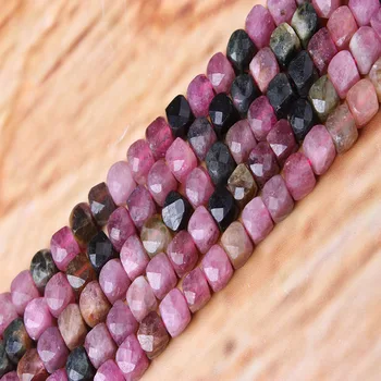 

Wholesale Color Tourmaline Natural Gemstone Bead Faceted Round Bead Bracelet Necklace Earring DIY Making