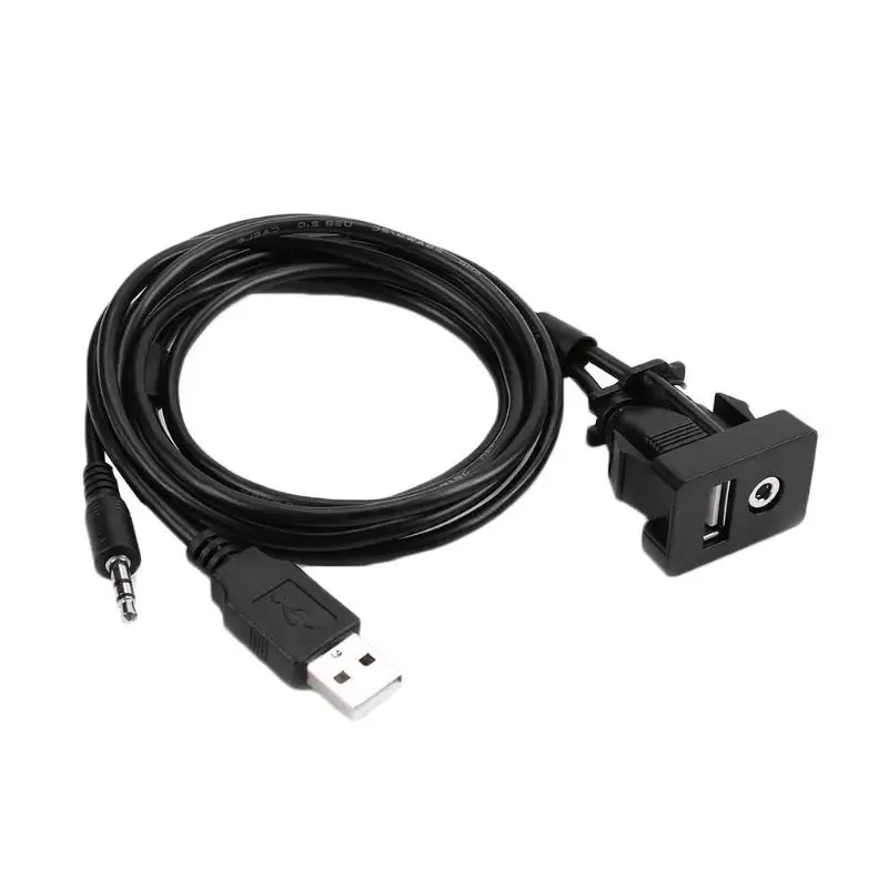 Car Dash Board 3.5mm USB Extension Cable Excellent Metal Manufacturing Technology Panel AUX In Input Socket for Toyota | Автомобили и