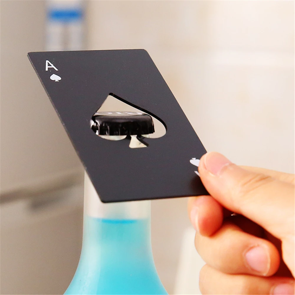 Черная/серебряная лопатка Ace Poker Card открывалка для бутылок пива из нержавеющей стали бутылка красная винная крышка панель для удаления инструментов кухонные аксессуары