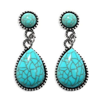 

Dvacaman Bohemian Water Drop Earrings for Women Ethnic Blue Stone Earrings Dangle New Fashion Jewelry Party Accessories Brincos