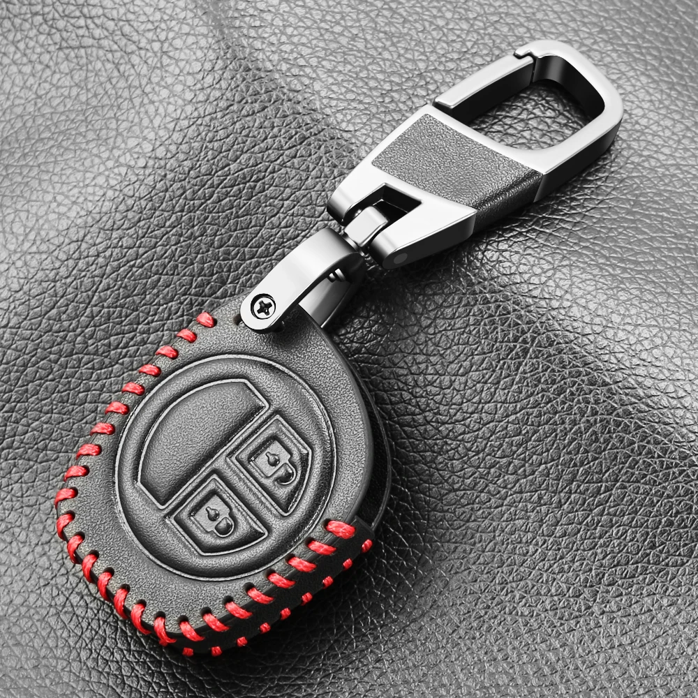 Genuine Leather 2 Button Car Remote Key Fob Case Protect Cover For Suzuki jimny SX4 Swift Vitara Key Shell Holder Accessories