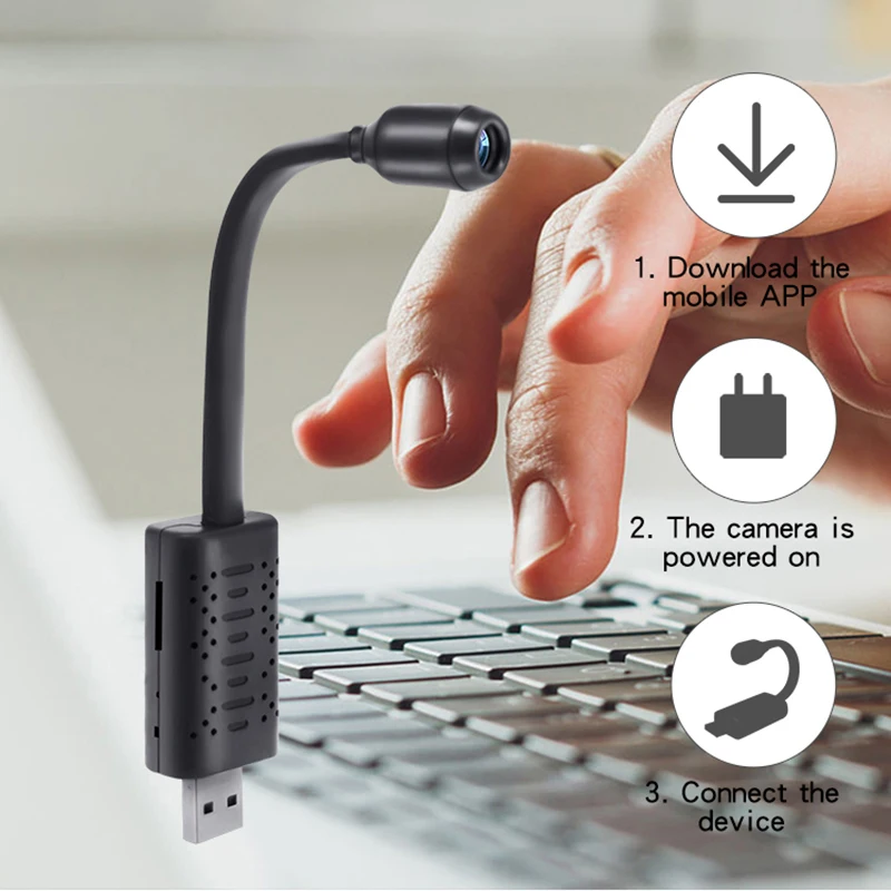 Беспроводная Wi-Fi мини-камера видеонаблюдения с поворотом на 360 градусов и USB IP Full HD