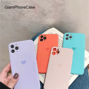 

GlamPhoneCase Simple Solid Color Love Heart Phone Case For iPhone11Pro/Max X XS Max XR Soft Silicone Cover For iPhone11 7 8 Case