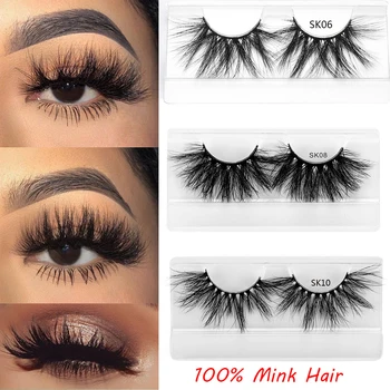 

Fashion 25MM Lashes 3D 100% Mink Hair False Eyelashes Dramtic Long Wispies Fluffy Full Strips Eyelashes Extension Beauty Makeup