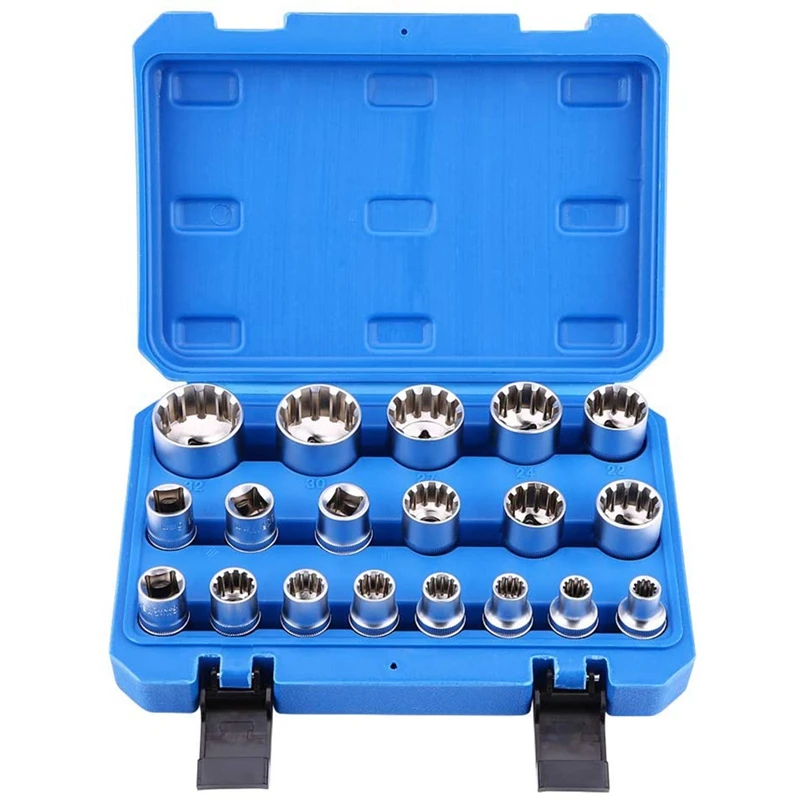 HLZS 19 Pcs 1/2 Inch Torx Socket Wrench Set Gear Lock Socket Wrench
