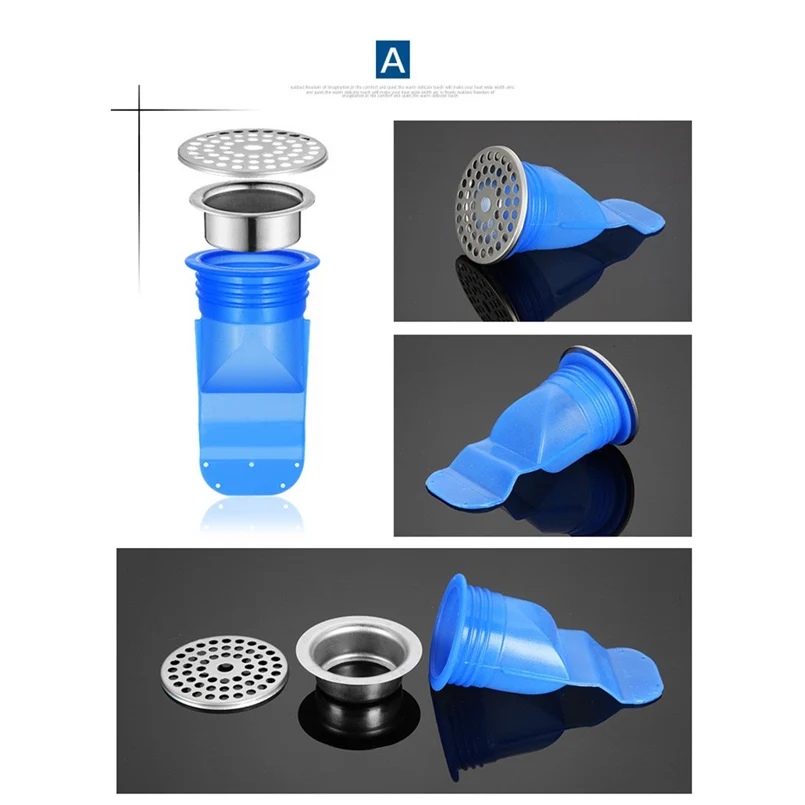 Deodorant silicone core drain pipe seal ring stainless steel floor drain V cup shape smooth drainage and water flow 20D26 (1)