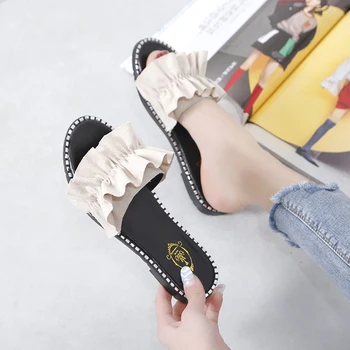 

Beach Shoes Ladies' Slippers Butterfly-knot Luxury Slides Low Platform Slipers Women Sabot Flat Summer Soft Designer 2020