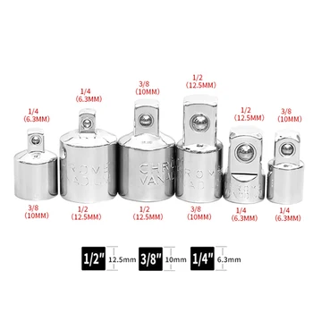 

6pcs/Set 3/8\" 1/4\" 1/2\" Drive Ratchet Converter Socket Adapter Impact Reducer