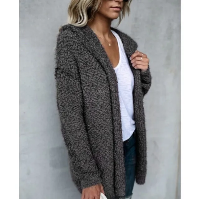 2021 Autumn Teddy Jacket Women Fleece Hooded Coat Vintage Long Cardigan Coat Thin Hoodies Overcoat Y2k Tops Outerwear 1DH