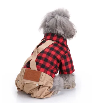 

Amazon Explosion Pet Clothes 2018 New Lattice Straps Jumpsuit Dog Clothes Pet Apparel Pants
