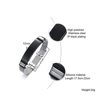 

Silica Gel And Stainless Steel Bracelet Can Customized Jewelry For Boyfriend Husband Gift Charm Accessories