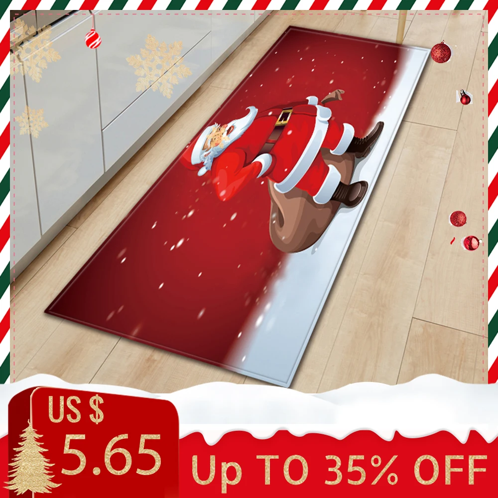Long Doormat Non slip Christmas Kitchen Carpet Christmas Decoration