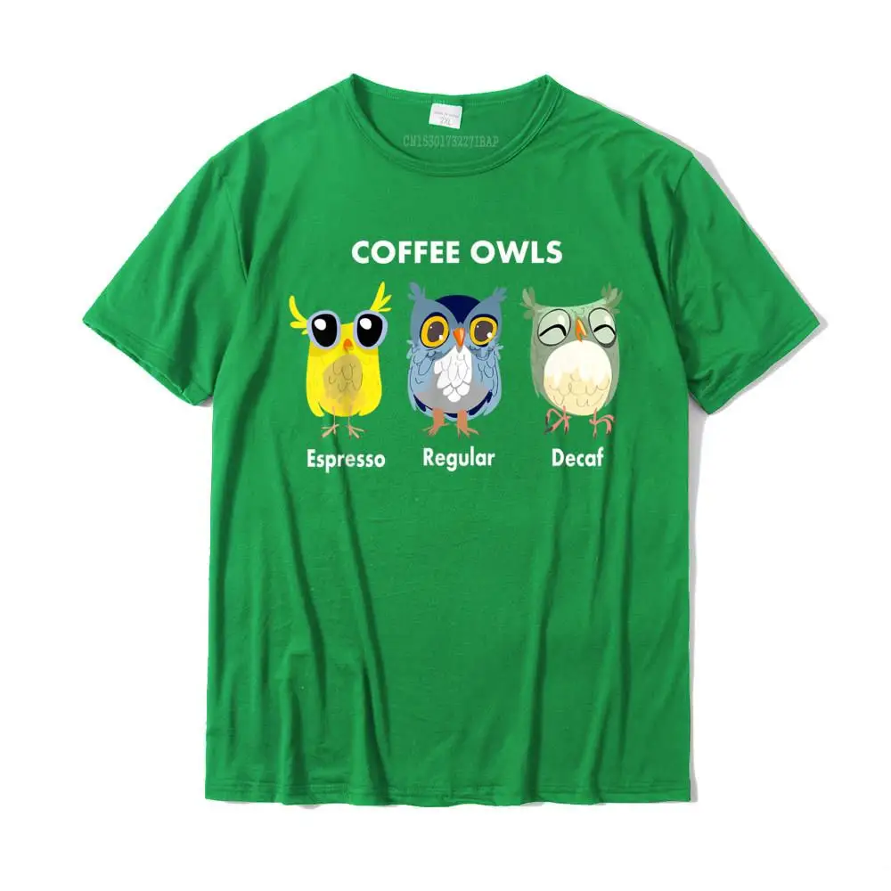 Printing Casual Top T-shirts for Men 100% Cotton Fabric Father Day Tops T Shirt Clothing Shirt Short Sleeve Prevalent O-Neck Funny Coffee Owls - Decaf - Regular - Espresso Owl Gift T-Shirt__MZ17163 green