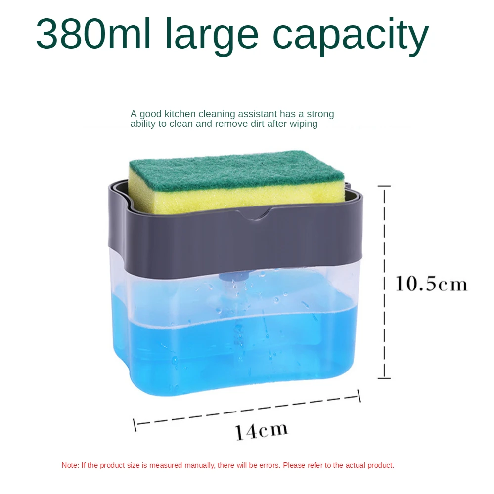 Detergent Automatic Liquid Adding Box Press out Scouring Pad Injector Dishwashing Pot Brush Soap Lye Box Kitchen Cleaner Tools