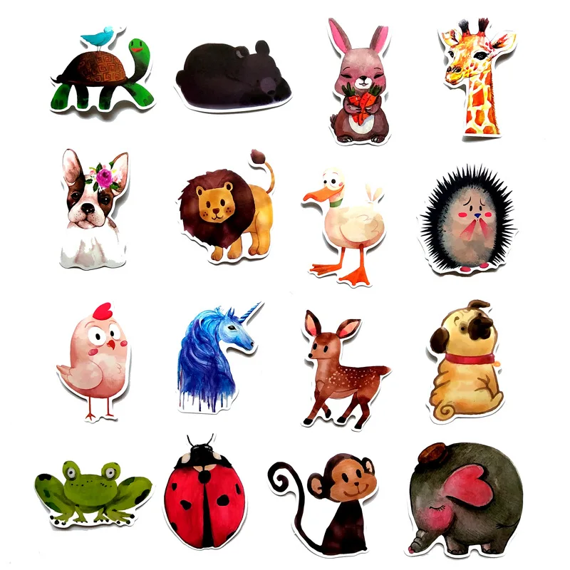 10/30/50pcs Children Cartoon Animal Waterproof PVC Stickers Skateboard Guitar Suitcase Funny Graffiti Sticker Kids Classic Toy