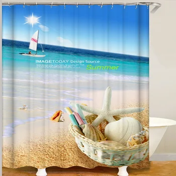 

shell beach shower curtain summer bathroom curtain 3d douchegordijnen drop shipping bath curtain