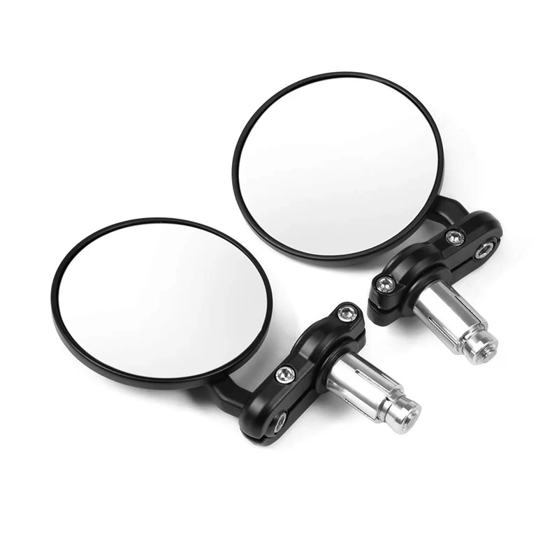7//8 3inch Universal Round Motorbike Motorcycle Rear View Handle Bar End Rearview Side Mirrors Chrome Universal Motorcycle Rearview Side Mirror