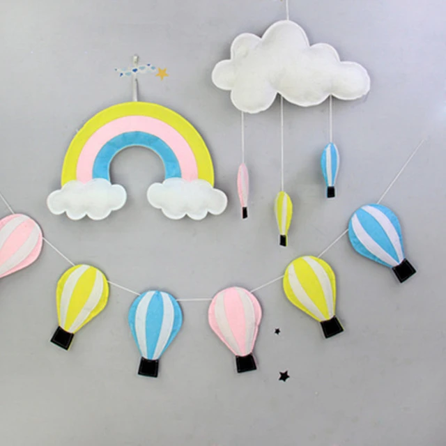 New Kids Room Decoration Cloud Hot Air Balloon Wall Hanging Felt