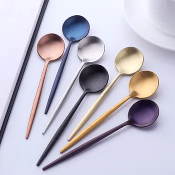 

4 Color Tea Spoons Stainless Steel Small Coffee Spoons Gold Tableware Cutlery Unique Gold Small Dessert Spoon