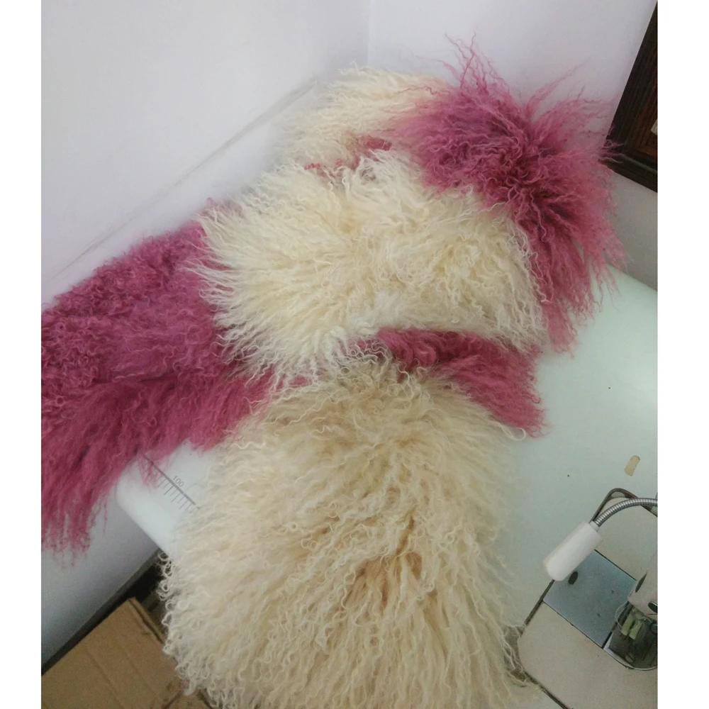 Почта Китая AU758 длинные волосы модная одежда Decaration теплый монгольский ягненок натуральный мех воротник-шарф