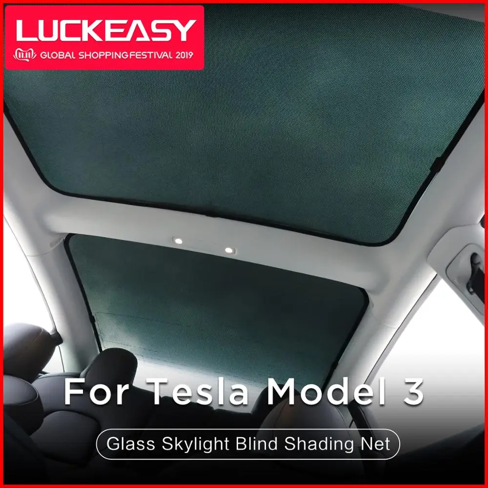 Skup LUCKEASY dla Tesla Model 3 szklany dach samochodowa osłona przeciwsłoneczna świetlik ślepa siatka zacieniająca