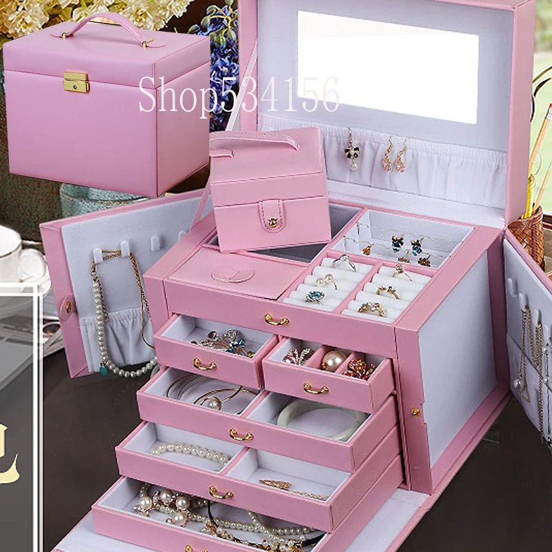 2019 новейшая Роскошная практичная кожаная шкатулка для ювелирных изделий серьги