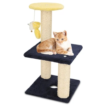 

3-Layer Cat Climbing Tree Scratching Post Board and Hanging Toy Home Pet Activity Center