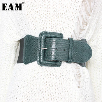 

[EAM] Pu Leather Multicolor Big Buckle Long Wide Belt Personality Women New Fashion Tide All-match Spring Autumn 2020 1D181