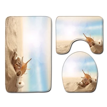 

3pcs Bathmats Toilet lid cover Pedestal rug Protection Polyester Gift Bathroom