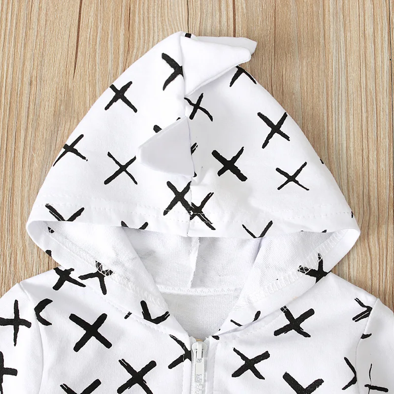 BOY'S Europe And America Spring And Autumn Winter Models Long Sleeve Dinosaur Modeling Lettered Pattern Zipper Hoodle Hoodie Bla