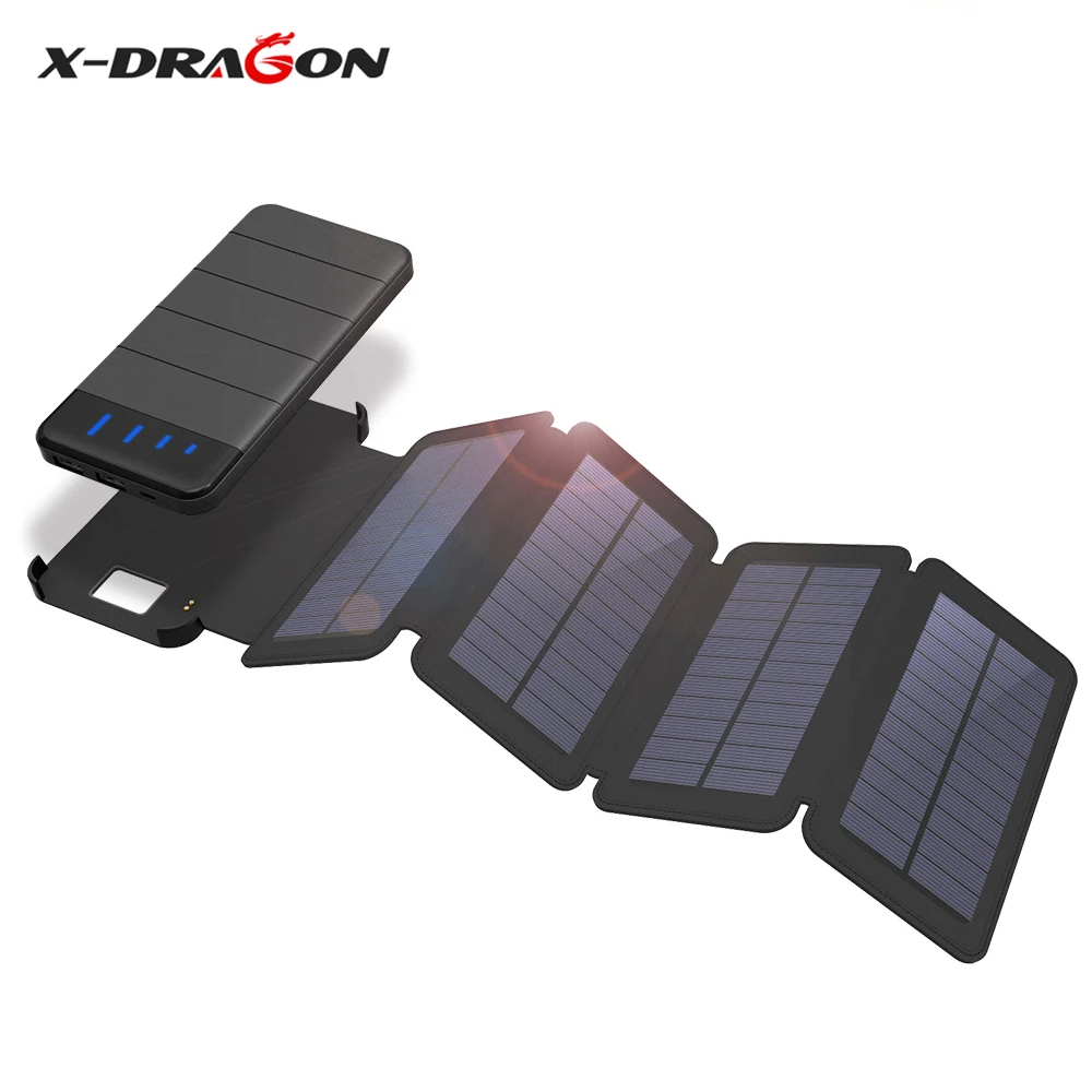  X-DRAGON 10000mAh Solar Battery Charger Solar Power Bank Removable Solar Charger Case for iPhone xi