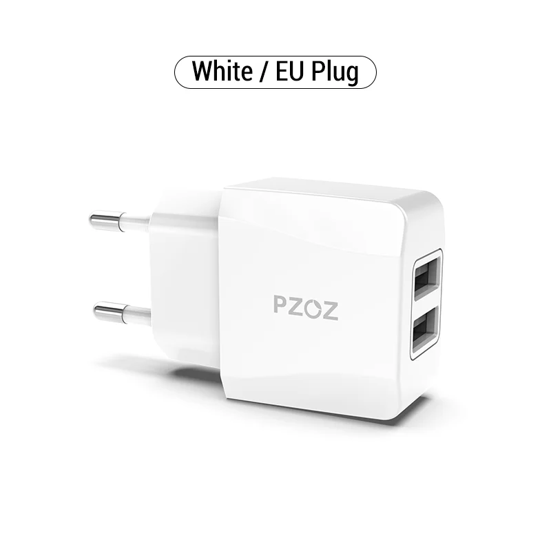 White EU Plug PZOZ USB Charger 5v2.1a Fast Charging Travel EU Plug Adapter portable Wall charger Mobile Phone cable For iphone Samsung xiaomi - Тип штекера: White EU Plug